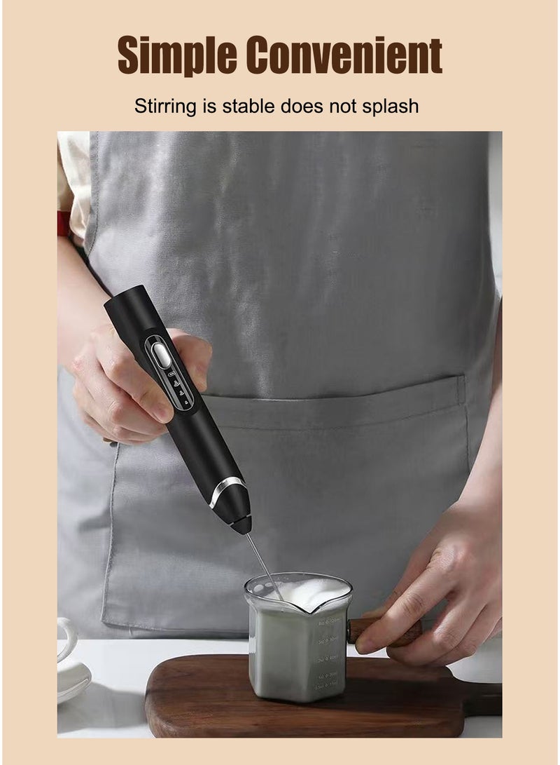 CUBEXELL Electric Milk Frother,Handheld Foam Maker 3 Adjustable Drink Mixer Dual Stainless Steel Low noise Spring Whisk for Coffee Lattes Cappuccinos and Baking-Black - Image 3