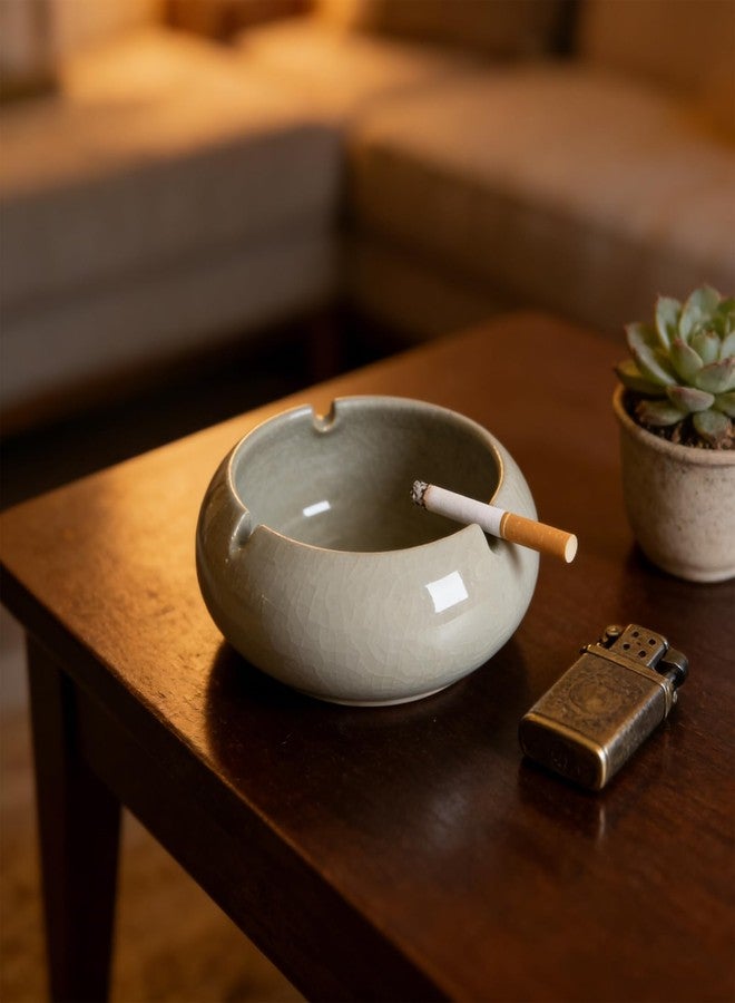 PENCK Small Ceramic Ashtray Stylish Tabletop Ash Tray for Cigarettes - Cute Cigar Ashtray for Home Office Bar Restaurant Indoor Outdoor Decoration (Grey) - Image 5