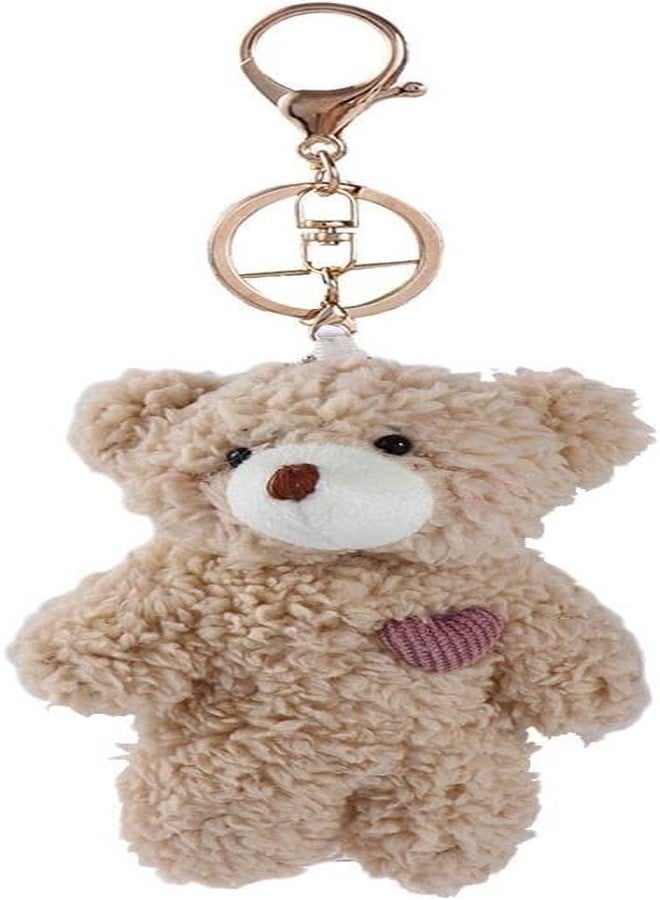 Galepromot Brown Bear Pink Heart Plush Stuffed Keychain For Backpack, Plush Soft Cotton Key Chain For DIY Keychain Crafts Stuffed Animals,Car Accessories - Image 1