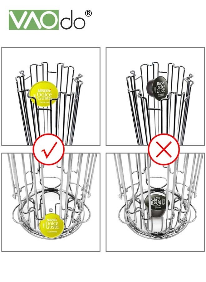 VAOdo - Coffee Pods Holder Stand Compatible for Dolce Gusto Pods Coffee Pod Holder Carousel 360-Degree Rotation Coffee Capsules Holder Silver - Image 1