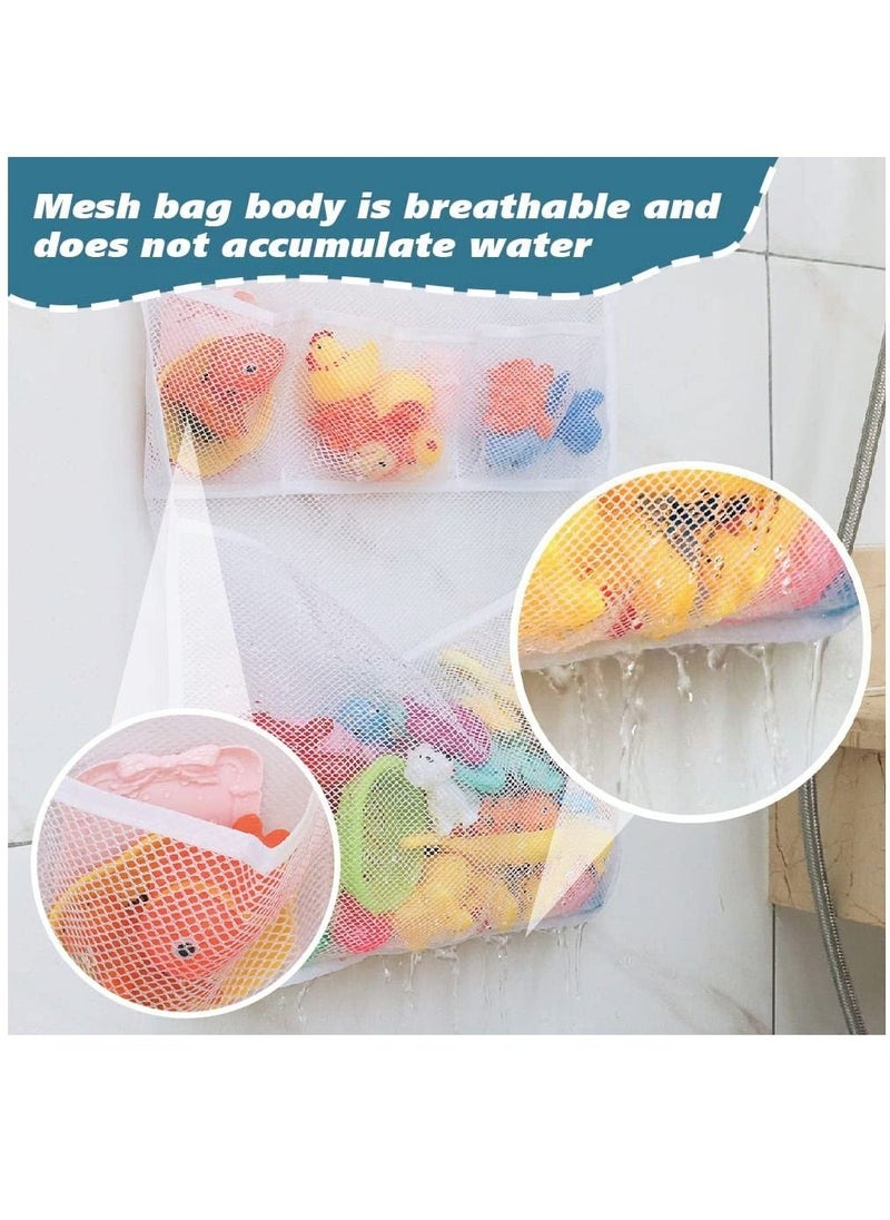 RATSAW - Tub Cubby Baby Bath Toy Storage for Bath Tub Toys 18 To13 Inch Hanging Bath Toy Holder with Suction Adhesive Hooks and 3 Extra Pockets For Soaps Shampoos Mold Resistant Quick Dry Mesh - Image 1
