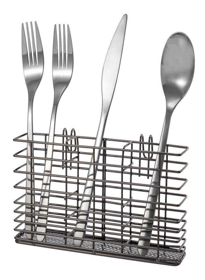 Slideep Cutlery Utensil Silverware Drying Rack, Flatware Storage Solution Basket with Hooks for Kitchen Dish Drainer Dish Drying Rack, Rust Proof Nickel - Image 1