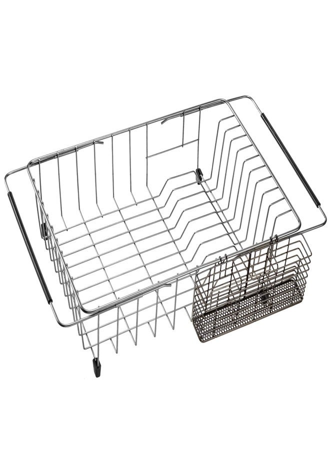 Slideep Cutlery Utensil Silverware Drying Rack, Flatware Storage Solution Basket with Hooks for Kitchen Dish Drainer Dish Drying Rack, Rust Proof Nickel - Image 5
