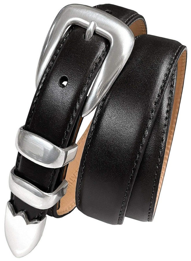 بيلتس.كوم حزام رسمي من الجلد الإيطالي الأصلي من Belts.com S5525، مقاس 1-1/8 بوصة (30 مم) يتناقص إلى 1 بوصة (25 مم) عرضًا (أسود ناعم، 34). - Image 1