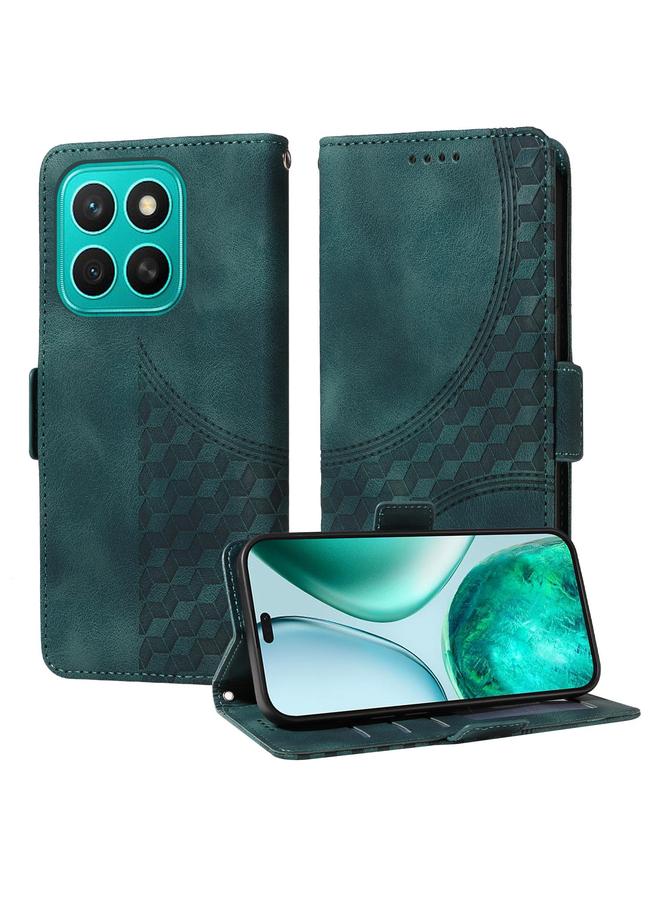 زبون جراب هاتف Honor X8c 4G من الجلد المنقوش بنقشة معينية مرصعة بالنجوم - Image 1