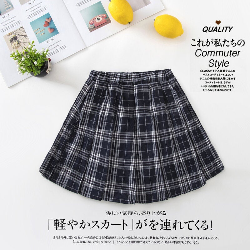 Girls Pleated Skirt Spring Summer A-Line Plaid Cafe  - Image 3