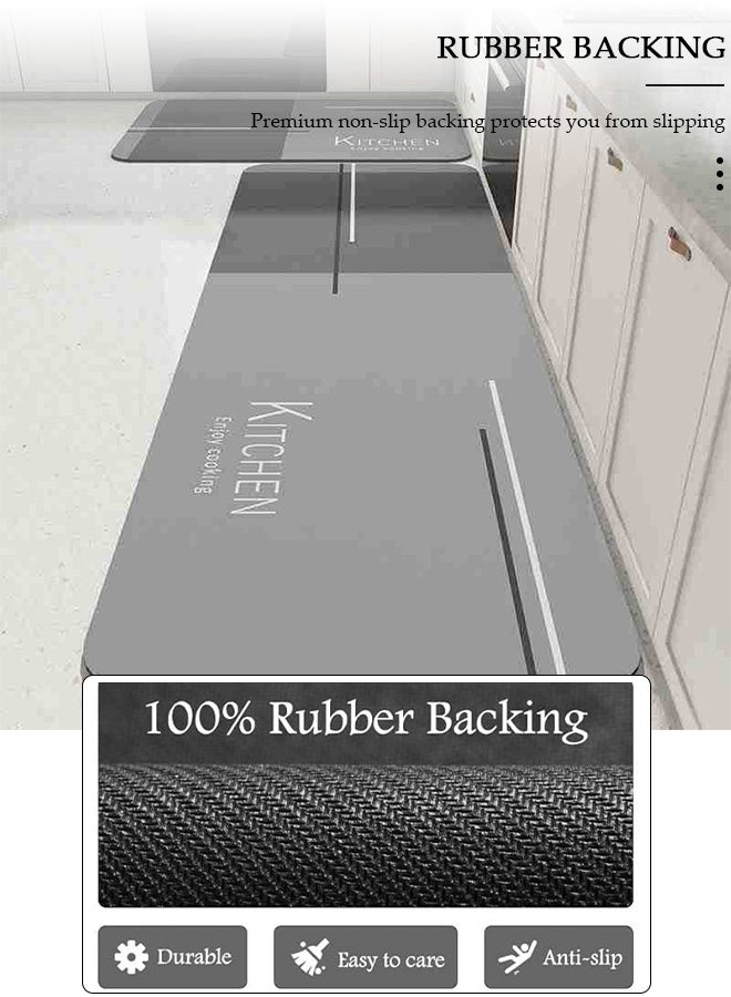 DUNISO طقم سجادات ومشايات مطبخ 2 قطعة، سجادة وقوف ثقيلة غير قابلة للانزلاق، سجادة أرضية سريعة الجفاف من طين الدياتوم، سجادات أرضية فائقة النعومة وامتصاص للمطبخ، الحمام، المكتب، وغسيل الملابس (40*60 سم + 40*120 سم) - Image 5