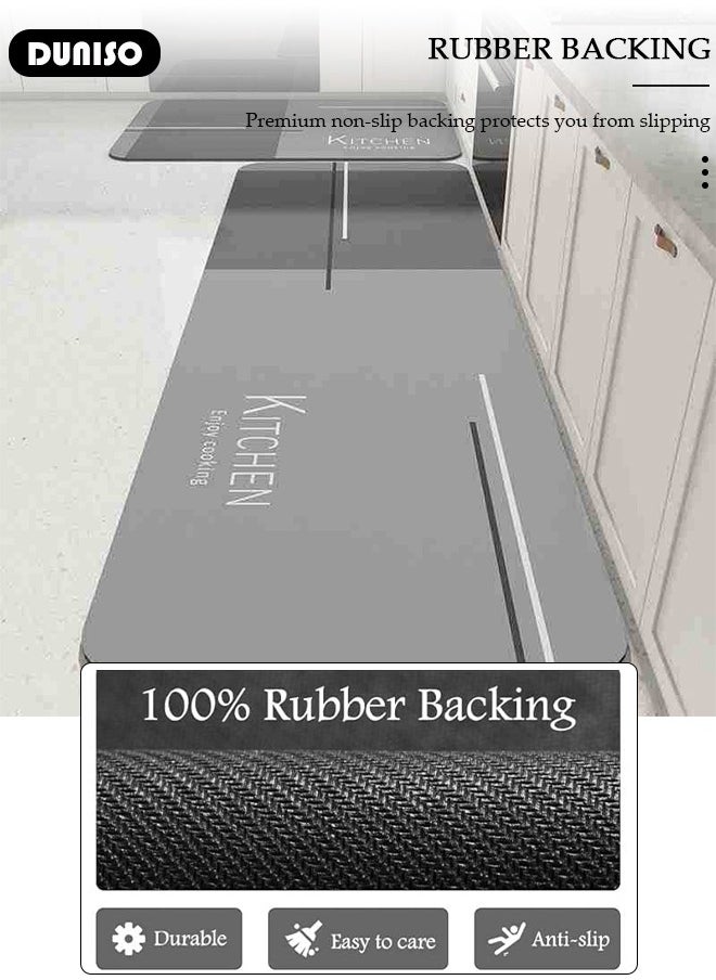 DUNISO 2 PCS  Kitchen Mats and Rugs Set , Non Slip Heavy Duty Standing Mat, Quick Dry Diatom Mud Floor Mat,  Extra Soft and Absorbent Floor Mats for  Kitchen, Bath, Office, Laundry(40*60cm+40*120cm)  - Image 2