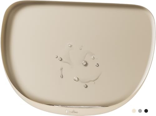 DownyPaws Dog Food Mats for Floors Waterproof, BPA Free Silicone Dog Bowl Mat, Non-Slip Pet Feeding Mat with High Raised Edge, Cat Placemat for Messy Drinkers, 18"×12.5", Almond - Image 1