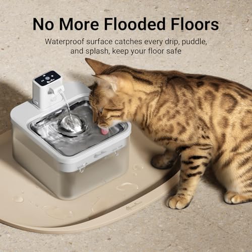 DownyPaws Dog Food Mats for Floors Waterproof, BPA Free Silicone Dog Bowl Mat, Non-Slip Pet Feeding Mat with High Raised Edge, Cat Placemat for Messy Drinkers, 18"×12.5", Almond - Image 3
