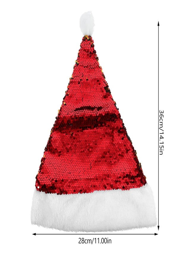 أموسفون قبعة سانتا مزينة بالترتر من آموسفن، قطعة واحدة، قبعات عيد الميلاد، زي سانتا الكلاسيكي المزين بالترتر للحفلات (ذهبي) - Image 5