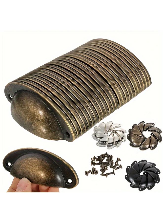 Black 20Pcs Antique Metal Pull Handles For Drawers Cabinets Trash Bins With Hardware - Image 2