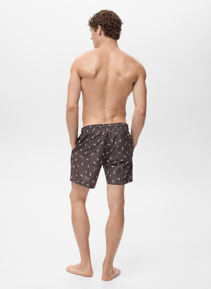 Mango Man Sailboat Print Swim Trunks  - Image 2