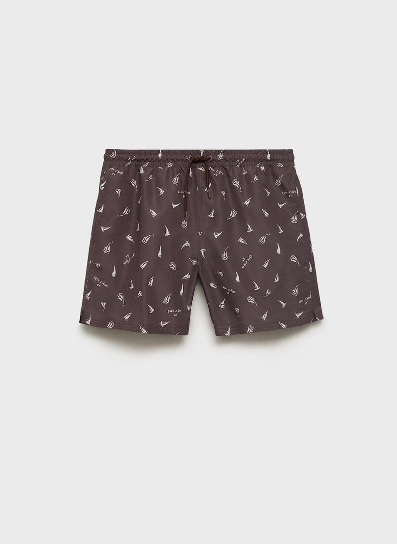 Mango Man Sailboat Print Swim Trunks  - Image 5