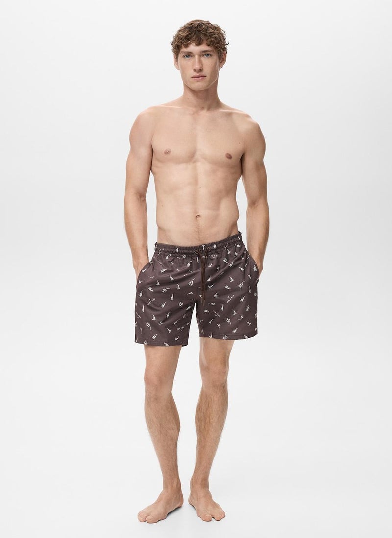 Mango Man Sailboat Print Swim Trunks  - Image 4
