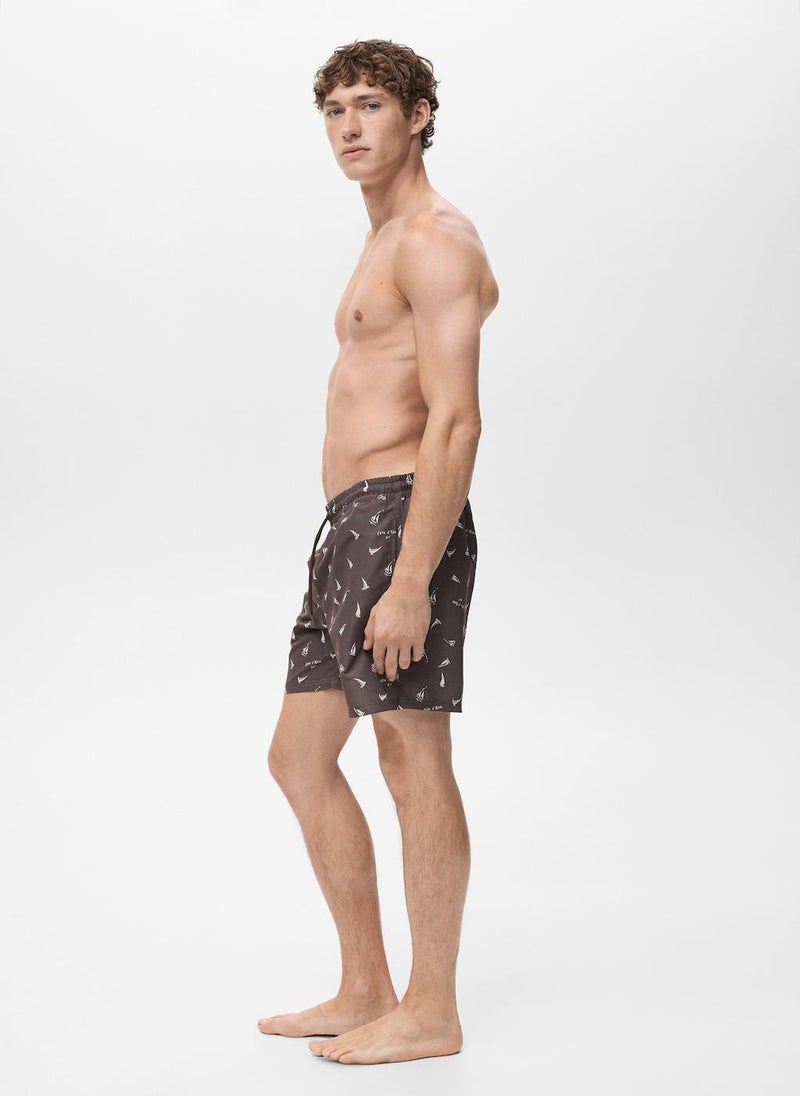Mango Man Sailboat Print Swim Trunks  - Image 3