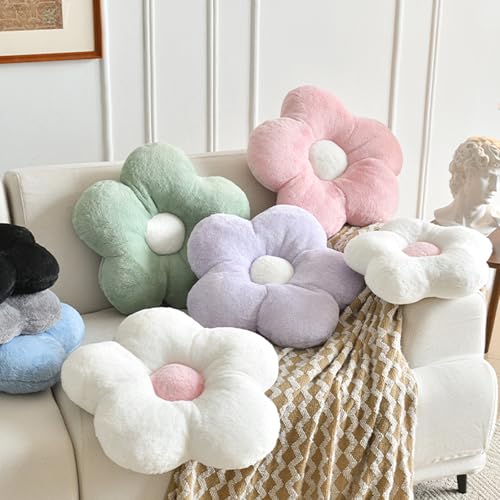 ZCNYCLAM Flower Pillows Soft Flower Shaped Pillow with Home Decorative for Couch Chair BedFlower Floor Throw Pillows for Adults Bedroom Living Room Grey Blue 15 Inches - Image 3