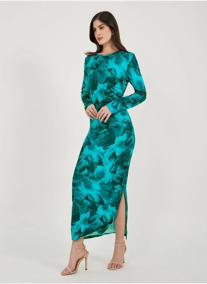 ستايلي Tie and Dye Print Long Sleeves Bodycon Midi Dress