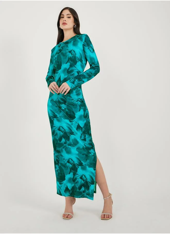 ستايلي Tie and Dye Print Long Sleeves Bodycon Midi Dress