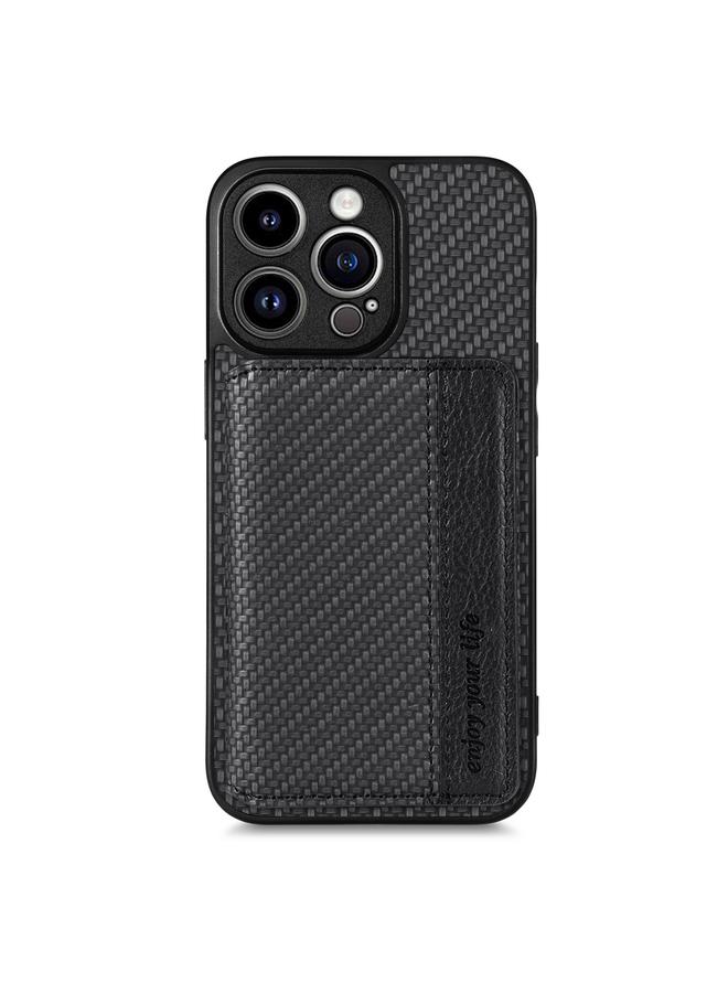 اس-توب جراب هاتف iPhone 14 Pro مصنوع من ألياف الكربون وحقيبة بطاقات مغناطيسية - Image 2
