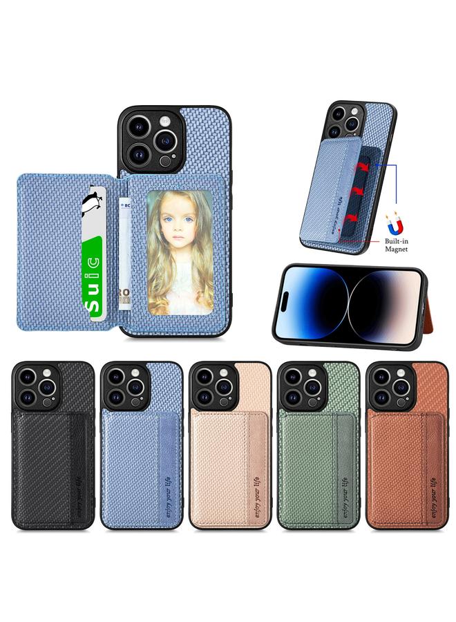 اس-توب جراب هاتف iPhone 14 Pro مصنوع من ألياف الكربون وحقيبة بطاقات مغناطيسية - Image 4