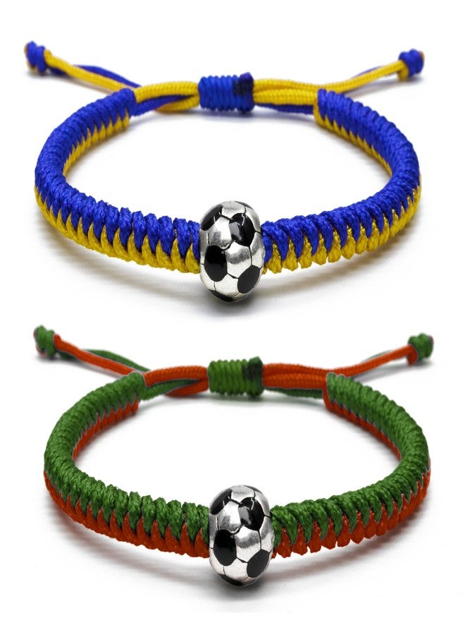 MANYC Soccer Bracelets for Men Women and Kids - Stylish Accessories for Soccer Fans Team Spirit Gifts For boys Girls 8-12 and Game Decor… (Redgreen and Blueyellow 2PCS) - Image 1
