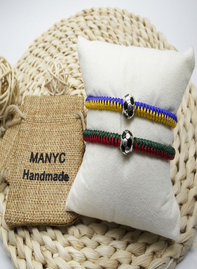 MANYC Soccer Bracelets for Men Women and Kids - Stylish Accessories for Soccer Fans Team Spirit Gifts For boys Girls 8-12 and Game Decor… (Redgreen and Blueyellow 2PCS) - Image 2
