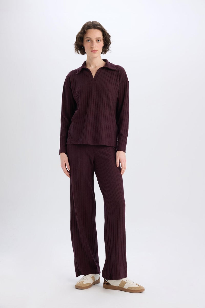 DeFacto Red Woman Normal Waist Corduroy Camisole Fabric Basic Wide Leg Sweatpants Casual - Image 4