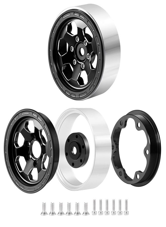 MOHERO 4Pcs 1.3 Aluminium Beadlock Wheel Rims for 1/18 1/24 RC Crawler TRX4M Axial SCX24 Upgrade Parts (Black) - Image 2