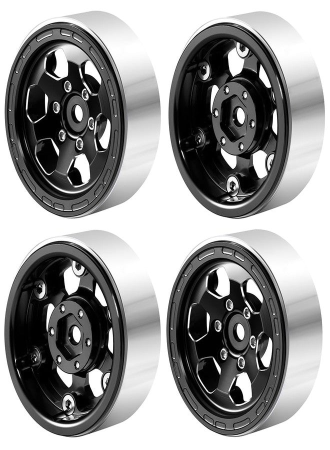 MOHERO 4Pcs 1.3 Aluminium Beadlock Wheel Rims for 1/18 1/24 RC Crawler TRX4M Axial SCX24 Upgrade Parts (Black) - Image 1