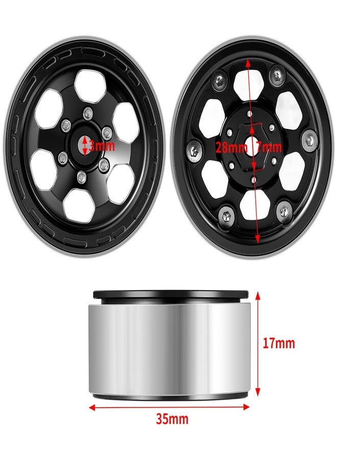MOHERO 4Pcs 1.3 Aluminium Beadlock Wheel Rims for 1/18 1/24 RC Crawler TRX4M Axial SCX24 Upgrade Parts (Black) - Image 4