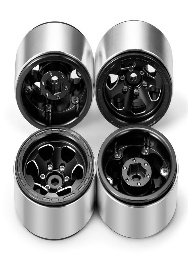 MOHERO 4Pcs 1.3 Aluminium Beadlock Wheel Rims for 1/18 1/24 RC Crawler TRX4M Axial SCX24 Upgrade Parts (Black) - Image 5