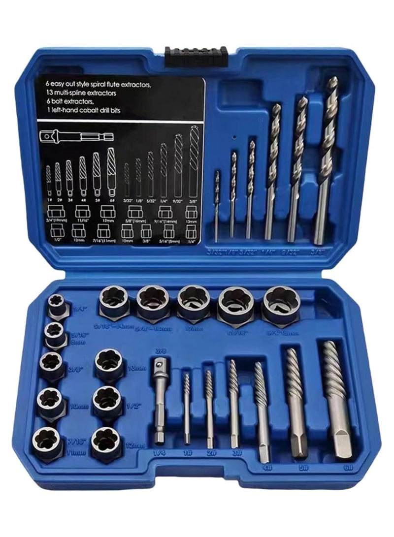 GGOOT Broken Bolt Extractor Kit - Removing Bolts Tool | Men Damaged Screw Extractor Set Nuts Drill Bit Tools for Easy Removal Of Rusty Broken Hardware - Image 1