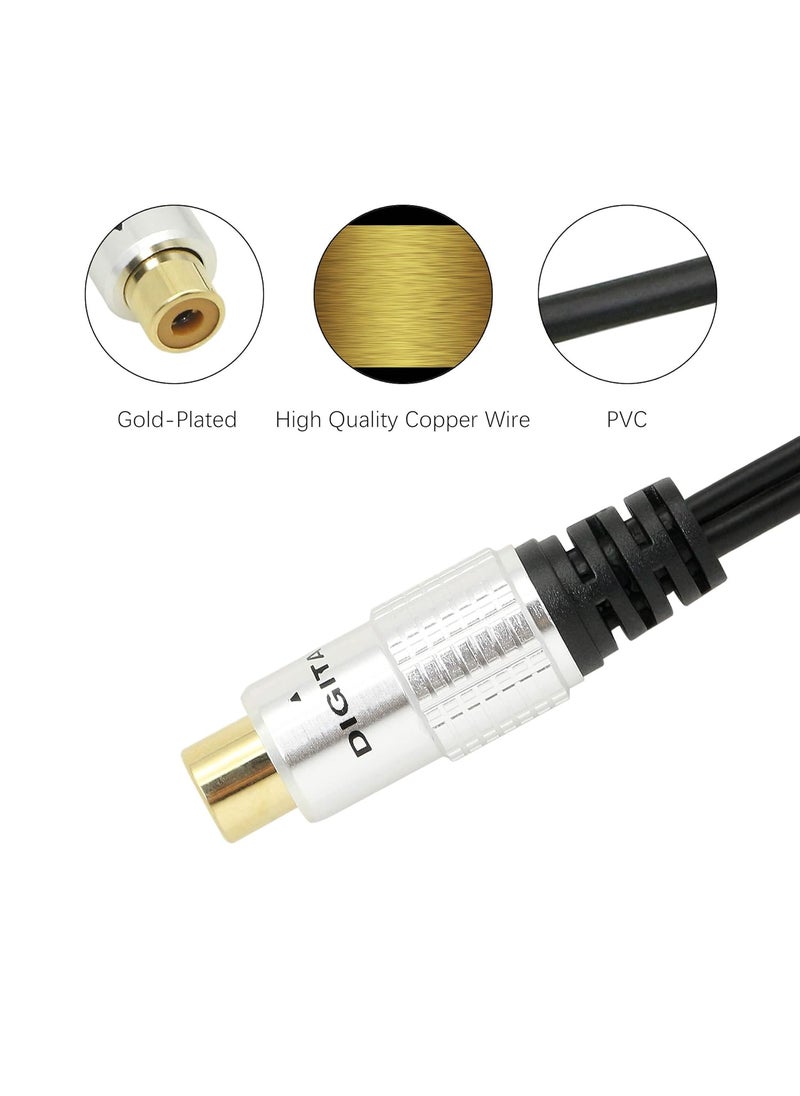 SinLoon SinLoon RCA YAdapter Audio CablePremium Aluminium Alloy Single RCA Female to 2 Dual Male RCA Digital Coaxial Splitter Gold Plated Adapter Audio Cable 10Ft RCAF2Male  - Image 3