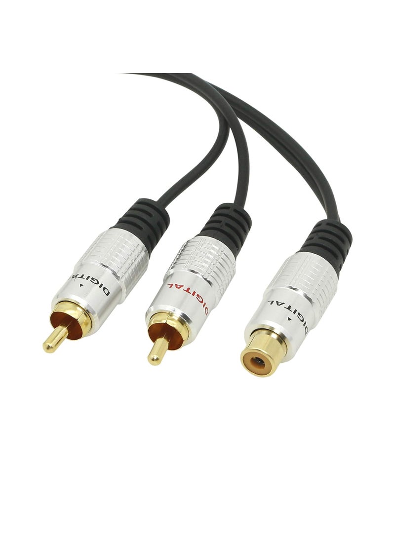 SinLoon SinLoon RCA YAdapter Audio CablePremium Aluminium Alloy Single RCA Female to 2 Dual Male RCA Digital Coaxial Splitter Gold Plated Adapter Audio Cable 10Ft RCAF2Male  - Image 1