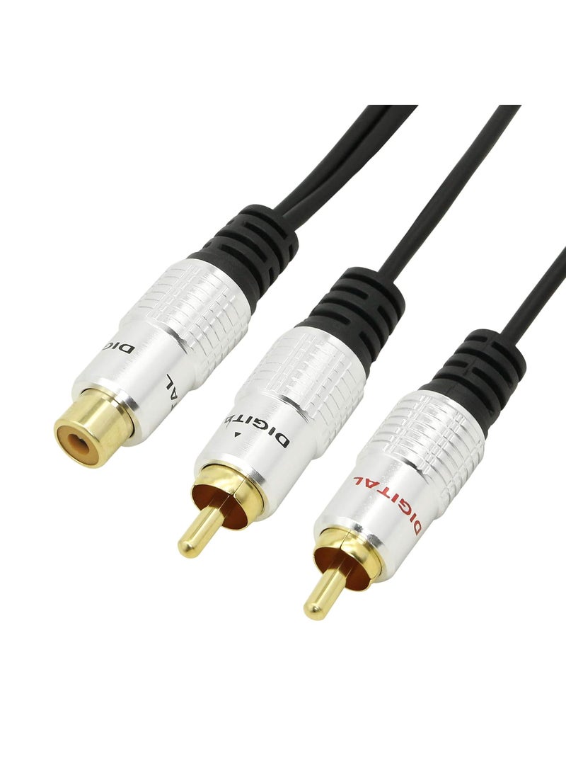 SinLoon SinLoon RCA YAdapter Audio CablePremium Aluminium Alloy Single RCA Female to 2 Dual Male RCA Digital Coaxial Splitter Gold Plated Adapter Audio Cable 10Ft RCAF2Male  - Image 4