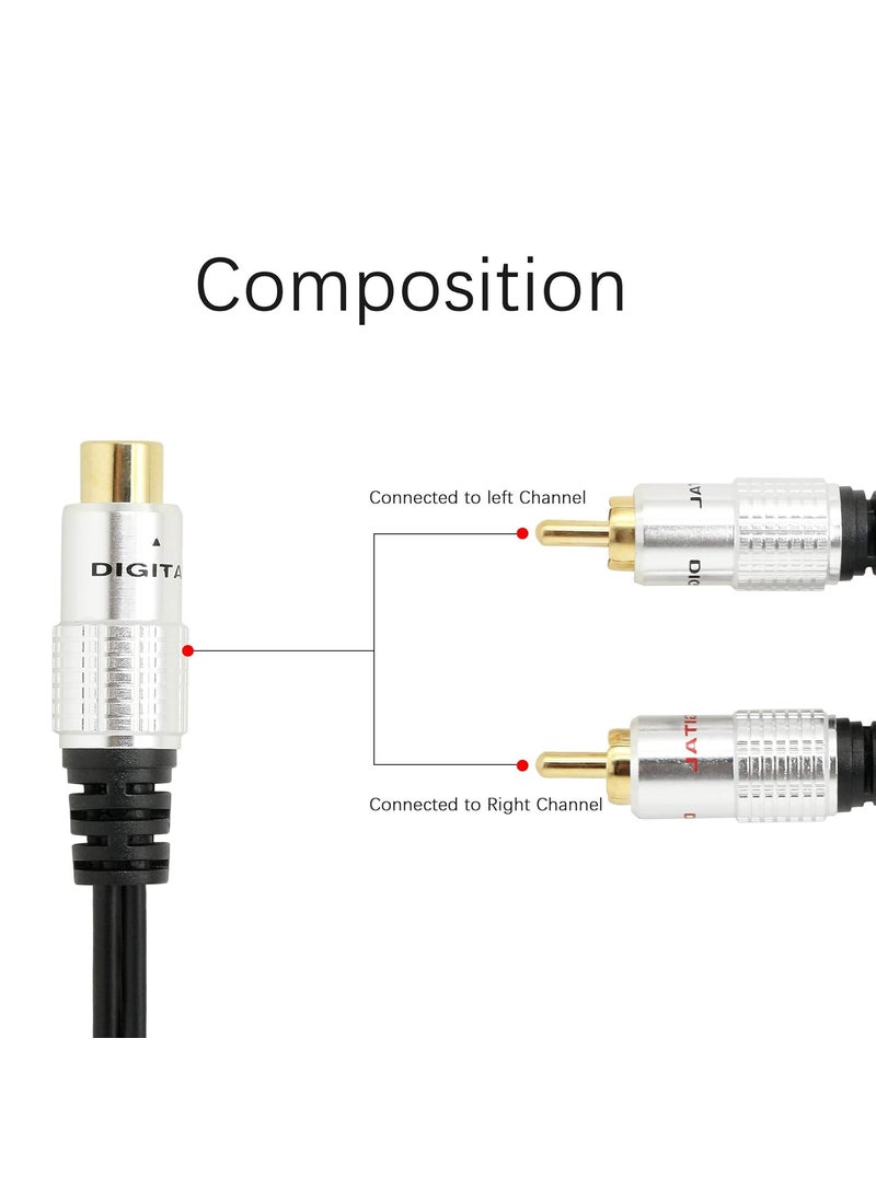 SinLoon SinLoon RCA YAdapter Audio CablePremium Aluminium Alloy Single RCA Female to 2 Dual Male RCA Digital Coaxial Splitter Gold Plated Adapter Audio Cable 10Ft RCAF2Male  - Image 2