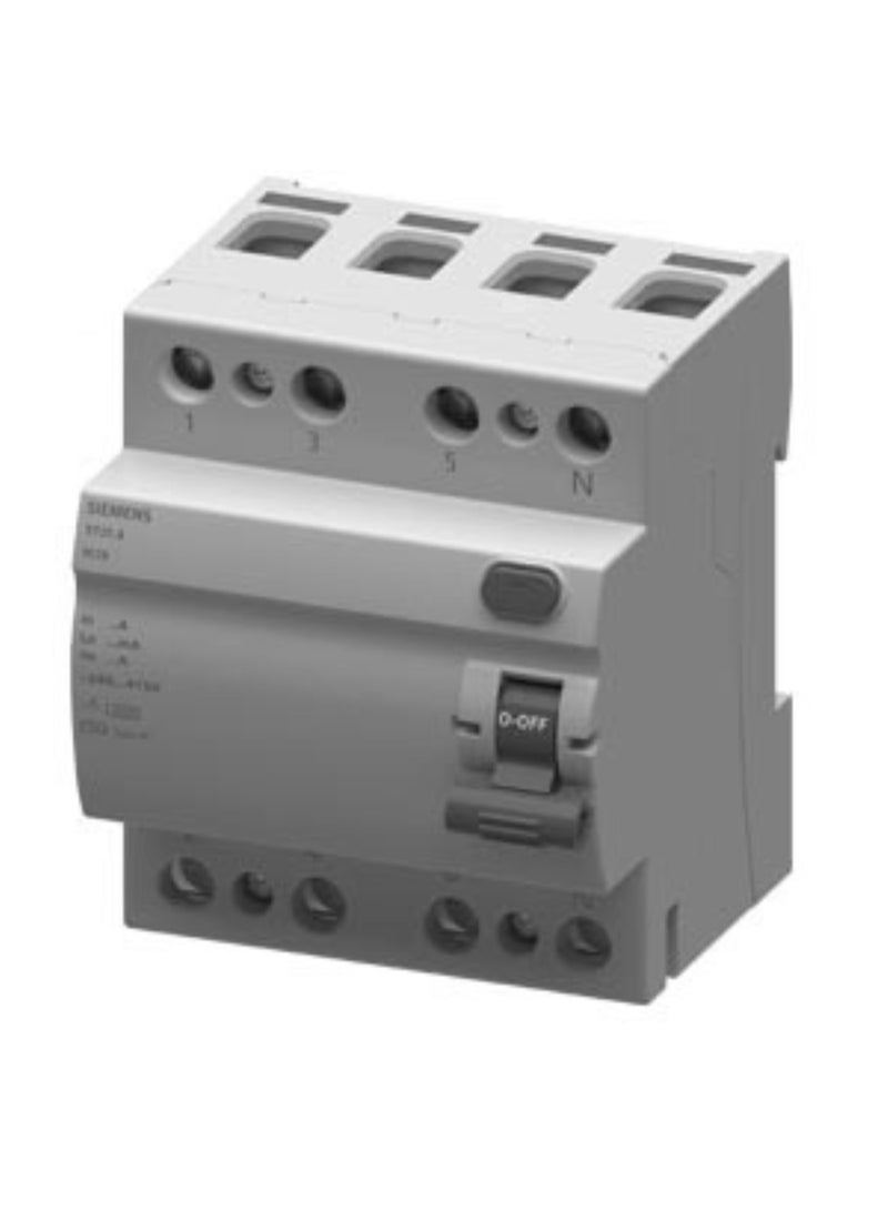 Siemens 5TJ Residual Current Circuit Breaker (RCCB), 4-Pole, 63A, 30mA, Type AC - (Model-5TJ7346-0)