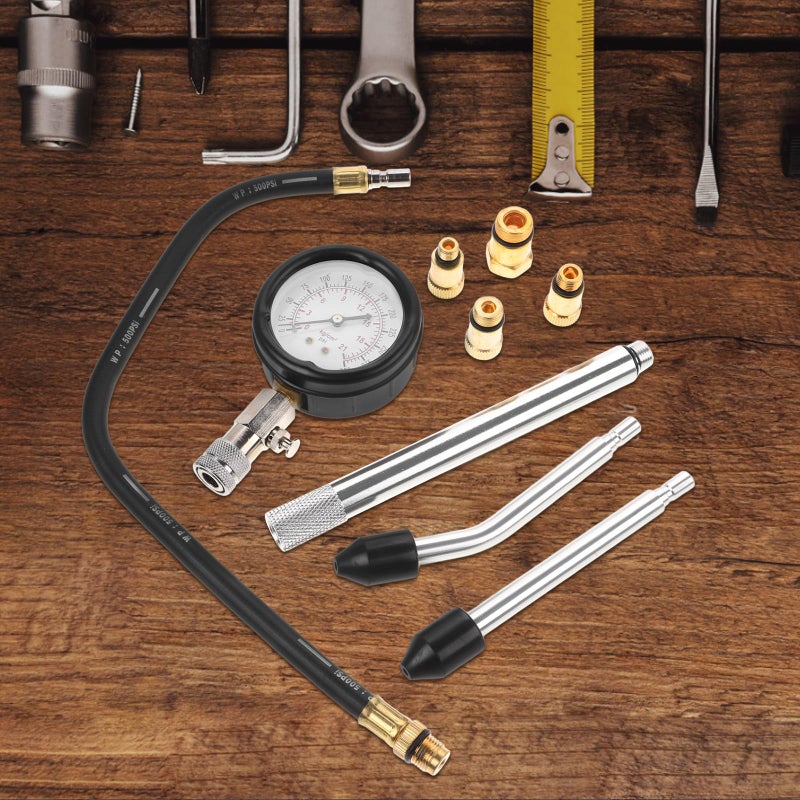Dual Use Engine Compression Tester Kit with Extended Rod for Car and Motorcycle - Image 5
