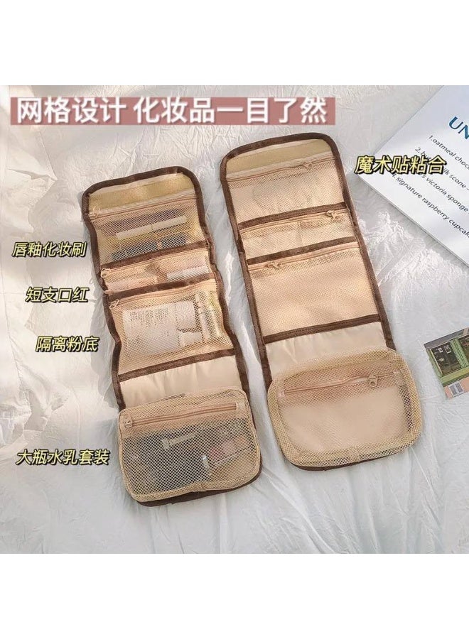 Large makeup organizer bag, easy to clean inside, waterproof, and velvet exterior - Image 4