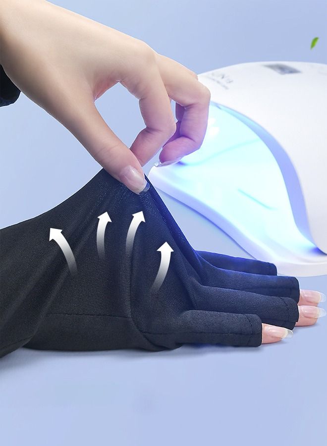 قفاز للأشعة فوق البنفسجية لمصباح الأظافر ، قفاز جل مانيكير ، قفازات مطاطية نصف أصابع للبنات لحماية اليدين - Image 3
