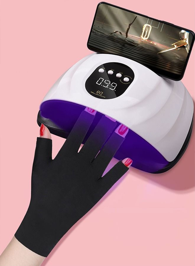 قفاز للأشعة فوق البنفسجية لمصباح الأظافر ، قفاز جل مانيكير ، قفازات مطاطية نصف أصابع للبنات لحماية اليدين - Image 2