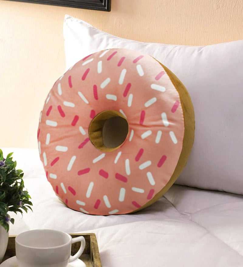 The Purple Tree Velvet Donut Cushion (Standard, Pink), Pack of 1 - Image 2