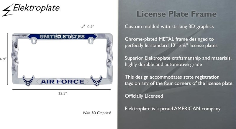 Elektroplate U.S. Air Force License Plate Frame - Blue - Image 4