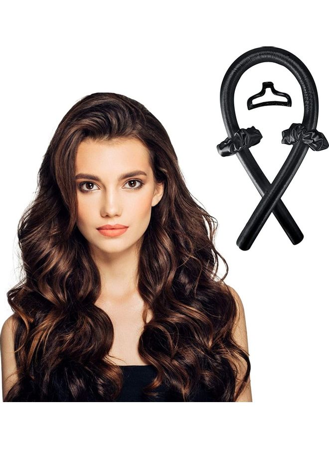 Sponge Heatless Curl Hair Ribbon Set Black - Image 1