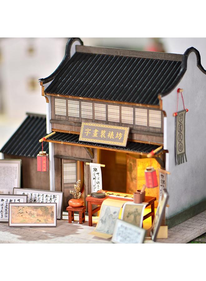 Bluejw Traditional Calligraphy And Painting Mounting Model Cabin Retro Huizhou Architecture Handmade Ancient Calligraphy And Painting Mounting Square Courtyard Villa - Image 5