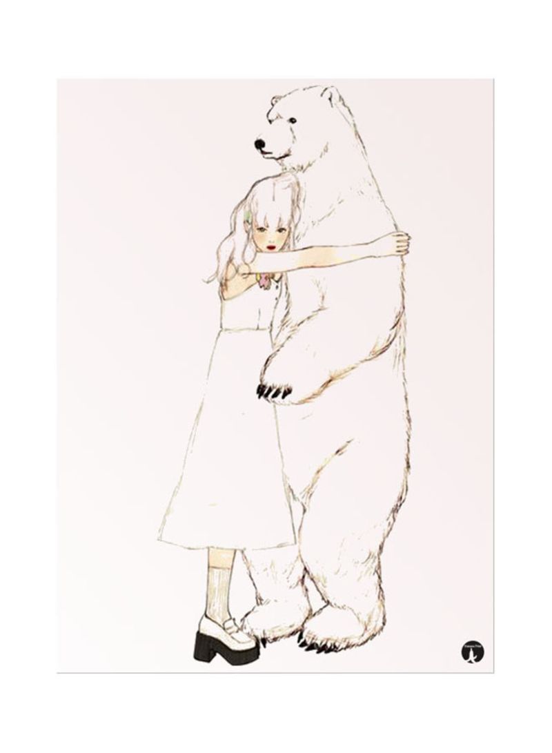 RKN A Girl And A Bear Mouse Pad Beige