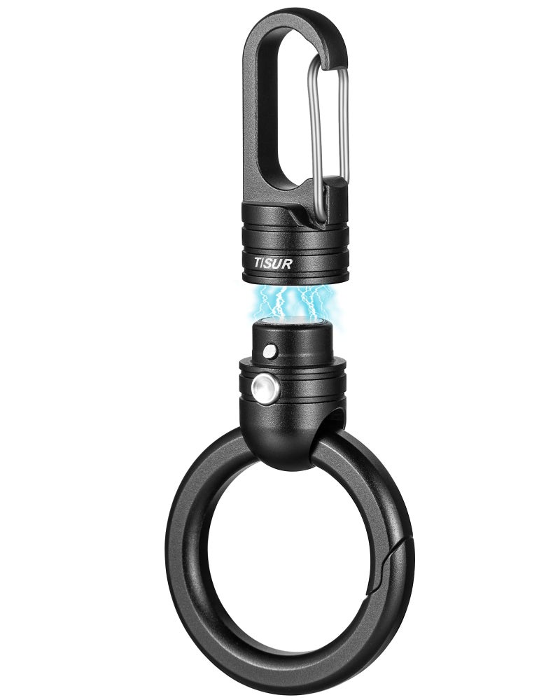TISUR Magnetic Quick Release Keychain Clip, Small Carabiner Clip Holder,Detachable Key Chain hook with Snap Key Ring for Car (Black (1-Pack)) - Image 1