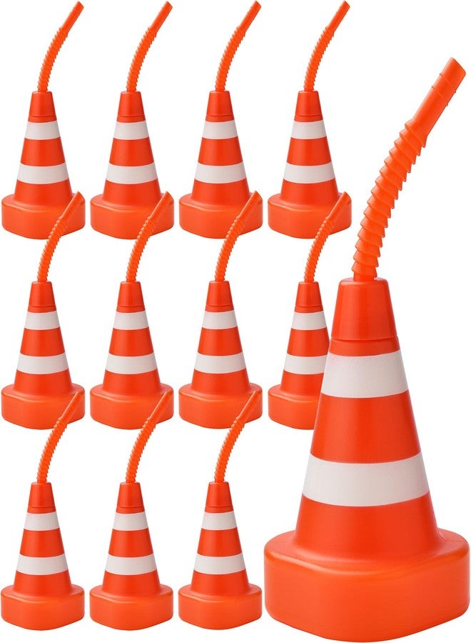 ALINK 12 Pack Construction Cone Cups with Straws, 10 oz Race Car Traffic Cones Party Favor Cups for Kids Party, Construction Traffic Theme Racing Car Hotwheels Birthday Party Supplies - Image 1
