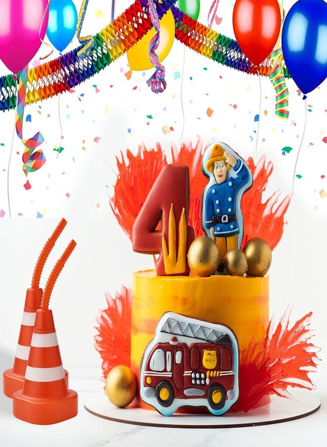 ALINK 12 Pack Construction Cone Cups with Straws, 10 oz Race Car Traffic Cones Party Favor Cups for Kids Party, Construction Traffic Theme Racing Car Hotwheels Birthday Party Supplies - Image 4